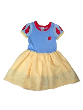 Disney Princess Snow White & the Seven Dwarfs Dress Sz L Blue Knit Yellow Tulle